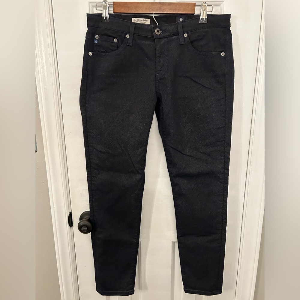 AG Adriano Goldschmied Size 31 Stevie Ankle Slim Straight Leg Glitter Jean